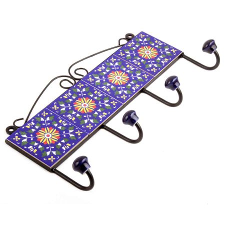 Navy Blue Wheel Tiles Hooks